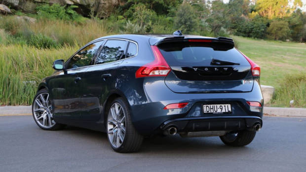The rear end of a 2017 Volvo V40