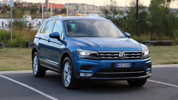 A Volkswagen Tiguan TDI in Caribbean Blue parked