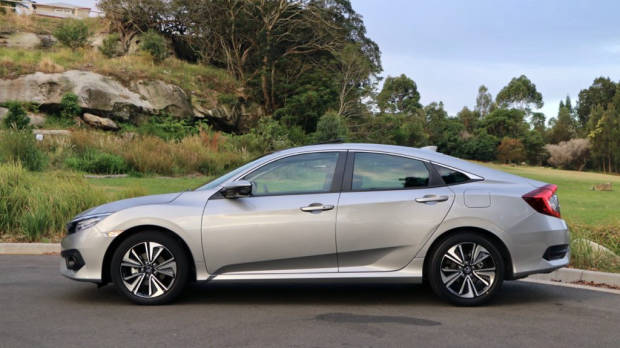 Silver 2017 Honda Civic profile