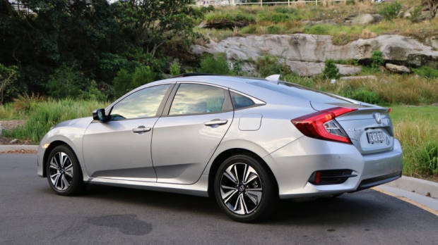 Silver 2017 Honda Civic rear end