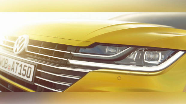 2018 Volkswagen Arteon yellow front teaser