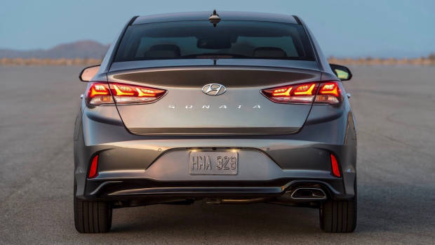 2017 Hyundai Sonata grey rear low
