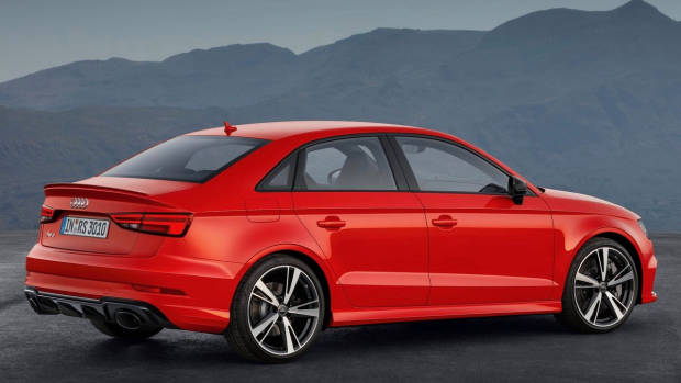 2017 Audi RS3 sedan red rear static