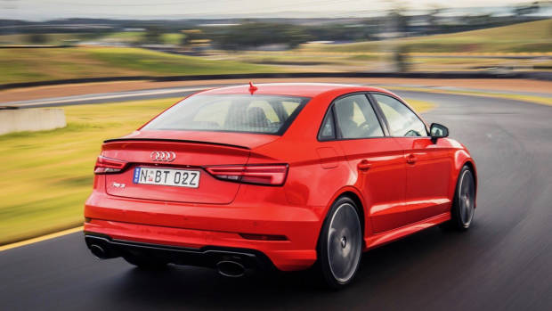 2017 Audi RS3 sedan red rear