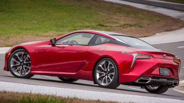 2017 Lexus LC red rear