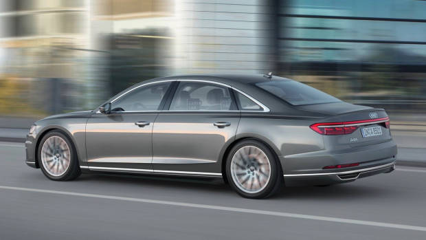 2018 Audi A8L grey side rear