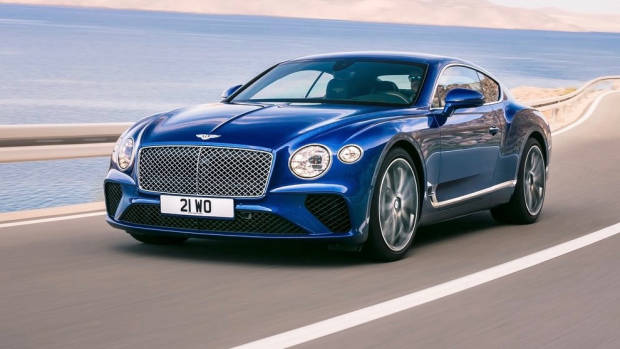 2018 Bentley Continental GT blue front side moving