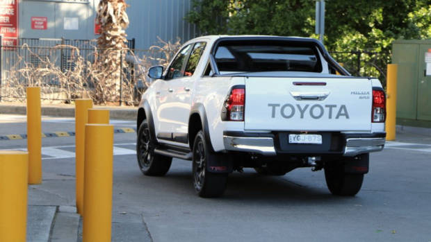 2017 Toyota HiLux TRD Crystal Pearl Driving Rear End