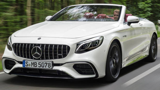2018 Mercedes-AMG S-Class cabriolet white front moving