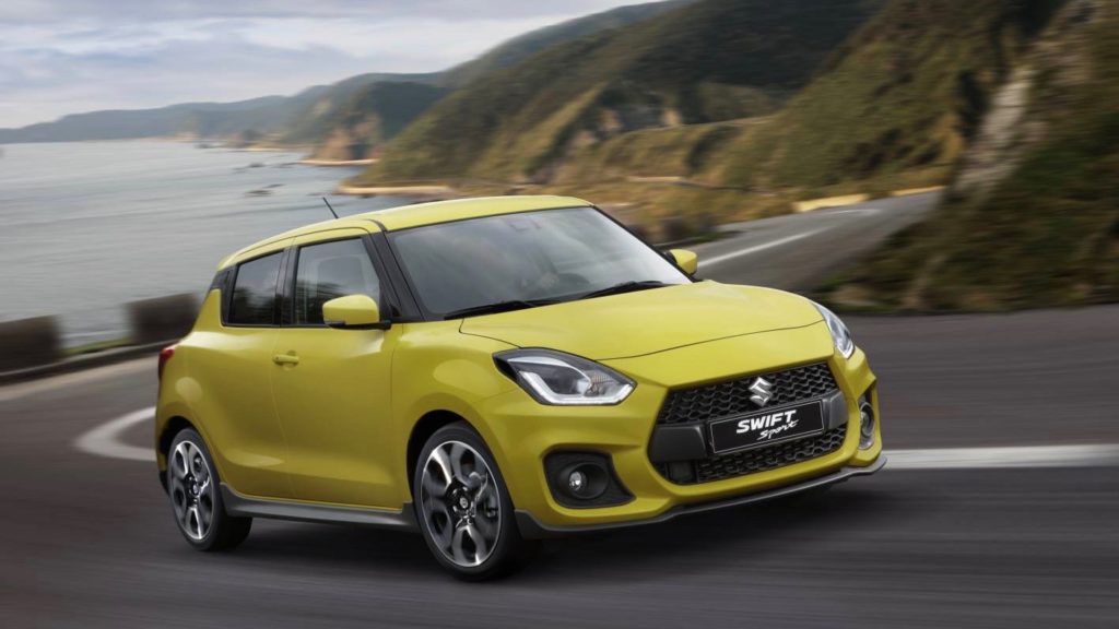 2018 Suzuki Swift Sport yellow front moving