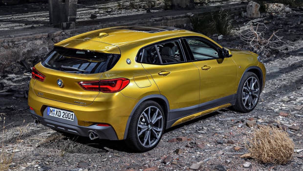2018 BMW X2 M Sport X yellow rear 3/4