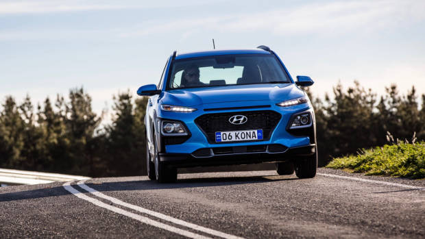 2018 Hyundai Kona Active Ceramic Blue Front End Driving