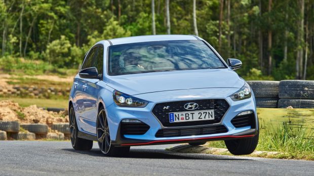 2018 Hyundai i30 N Performance Pack on Track Performance Blue Front End