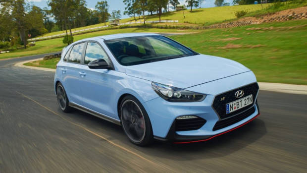 2018 Hyundai i30 N Performance Pack on Track Performance Blue Front End