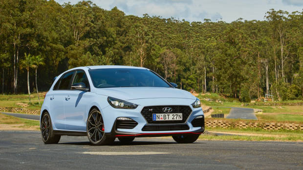 2018 Hyundai i30 N Performance Pack on Track Performance Blue Front End