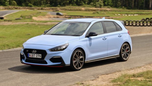 2018 Hyundai i30 N Performance Pack on Track Performance Blue Side Profile