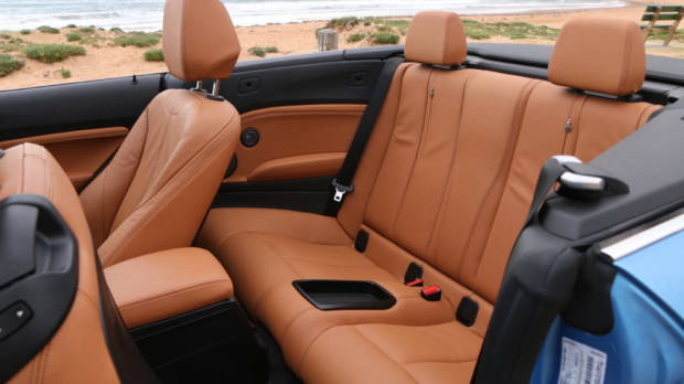 2018 BMW 230i Convertible Cognac Brown Leather Back Seat