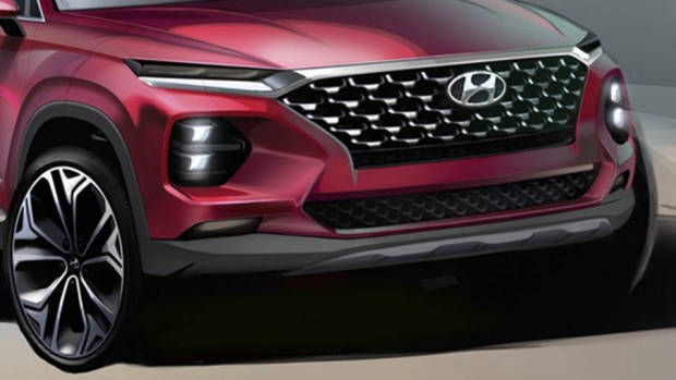 2019 Hyundai Santa Fe red sketch front detail