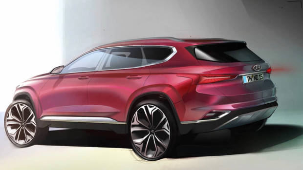 2019 Hyundai Santa Fe red sketch rear