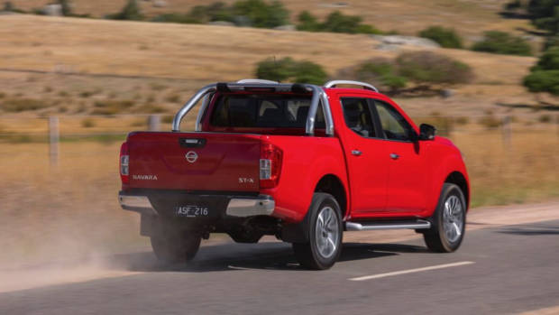 2018 Nissan Navara ST-X Review Burning Red Rear End Driving