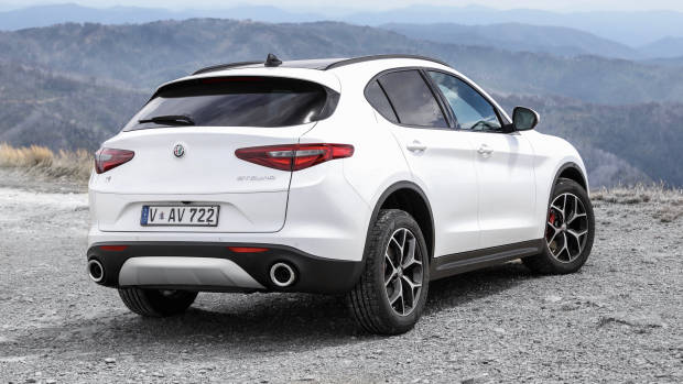 2018 Alfa Romeo Stelvio First Edition white rear 3/4