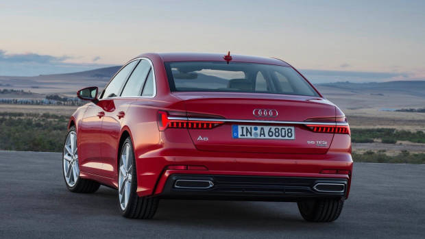 2018 Audi A6 TFSI red rear 3/4