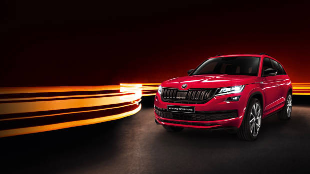 2018 ŠKODA Kodiaq Sportline red front 3/4