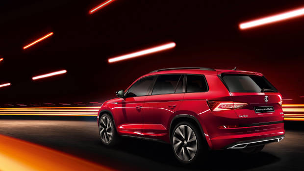 2018 ŠKODA Kodiaq Sportline red rear 3/4