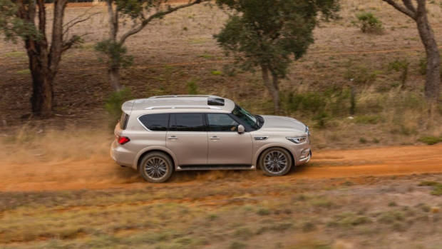 2018 Infiniti QX80 Review Champagne Quartz Profile Off Road