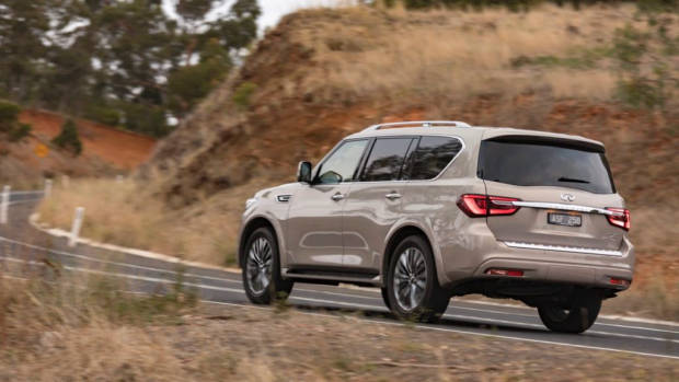 2018 Infiniti QX80 Review Champagne Quartz Rear End