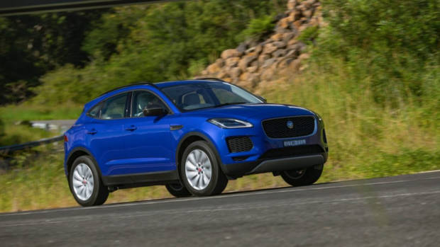 2018 Jaguar E-Pace review P250 Caesium Blue front end driving