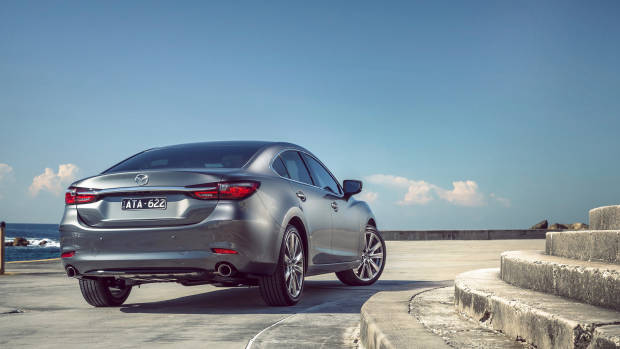 2018 Mazda 6 Atenza Machine Grey sedan rear 3/4 detail