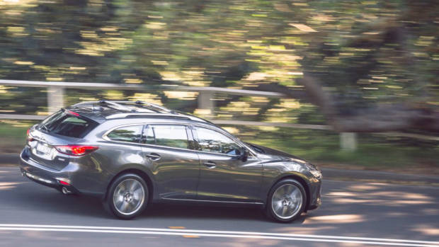 2018 Mazda 6 Atenza Machine Grey wagon rear 3/4 far