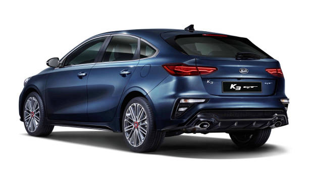 2019 Kia Cerato GT hatch blue rear 3/4