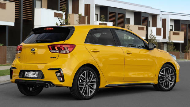 2019 Kia Rio GT-Line yellow rear detail
