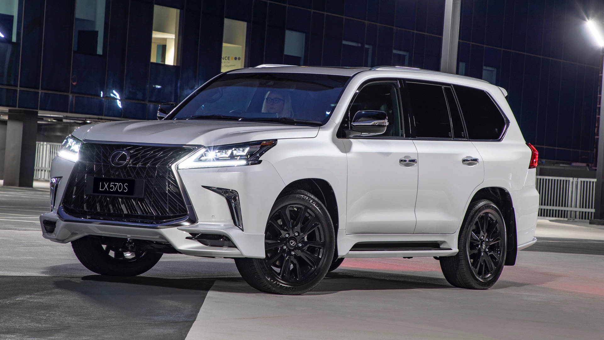 2019 Lexus LX570 S white front 3/4