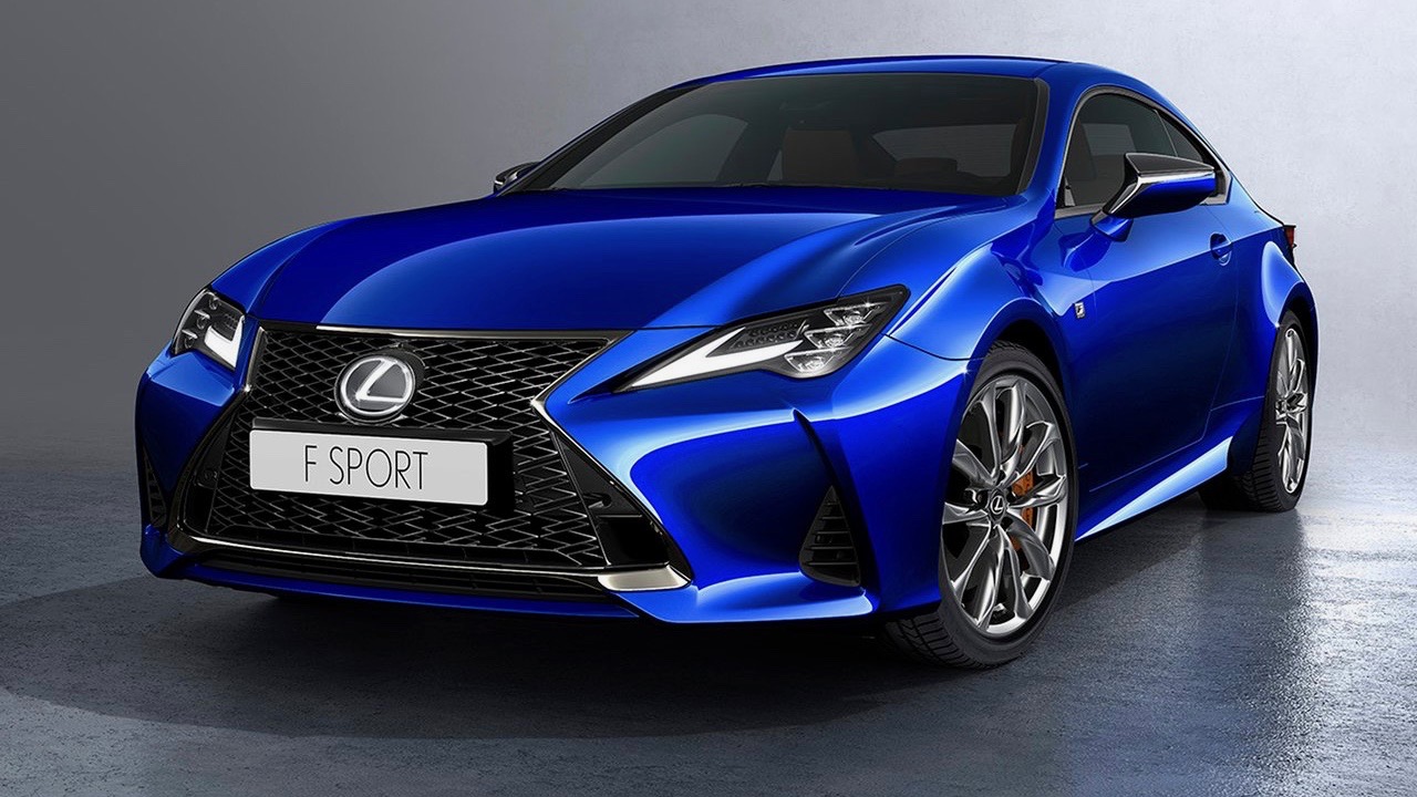 2019 Lexus RC F-Sport blue front 3/4