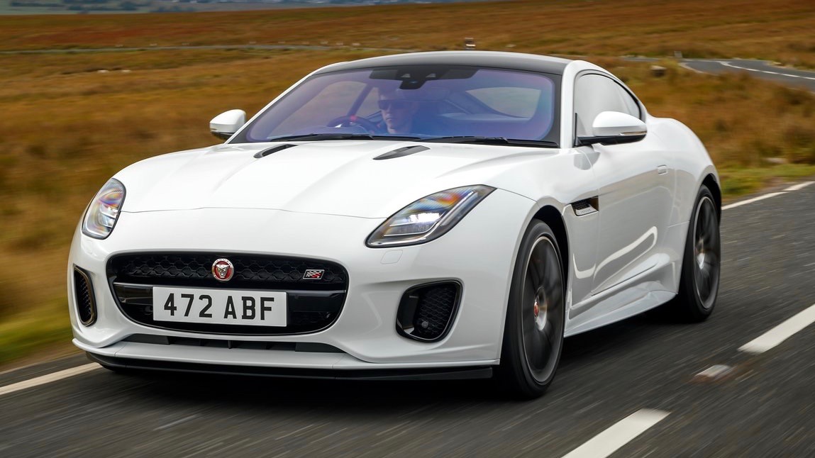 2020 Jaguar F-Type Chequered Flag white front 3/4 driving