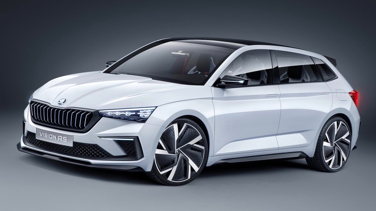 Skoda Vision RS concept white front 3/4