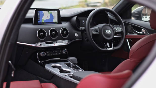 2019 Kia Stinger GT red leather interior dashboard