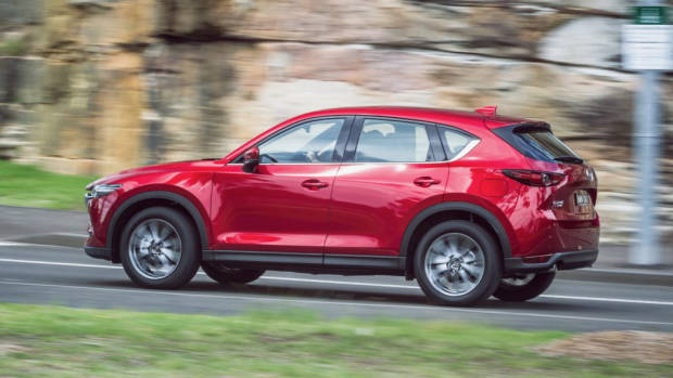 2019 Mazda CX-5 Akera Soul Red Crystal rear driving