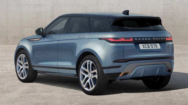 2019 Range Rover Evoque blue rear 3/4