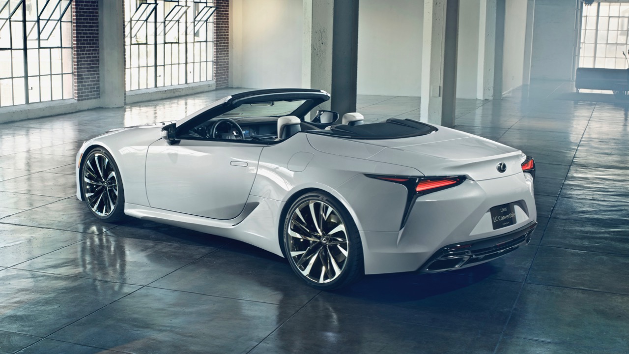 2019 Lexus LC convertible concept white rear end