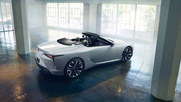 2019 Lexus LC convertible concept white rear end