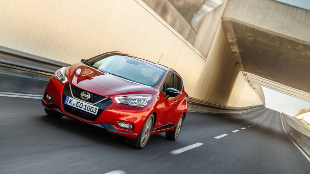 2019 Nissan Micra red front 3/4 driving