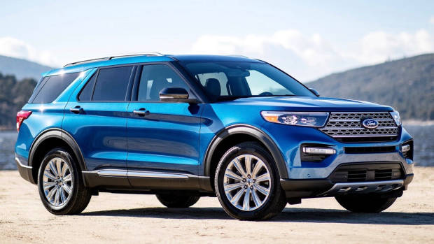 2020 Ford Explorer blue front 3/4