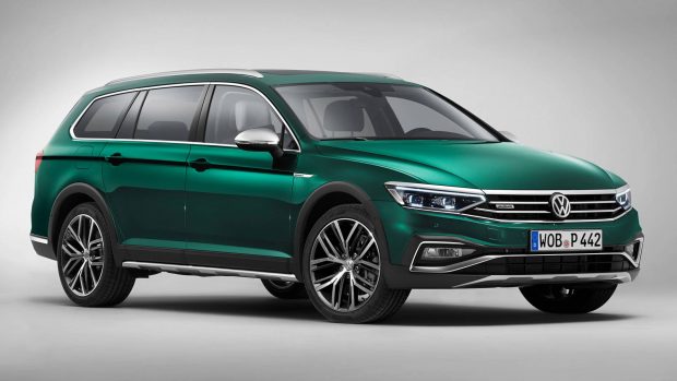 2020 Volkswagen Passat Alltrack green front 3/4