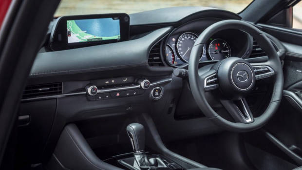 2019 Mazda 3 hatch black leather interior