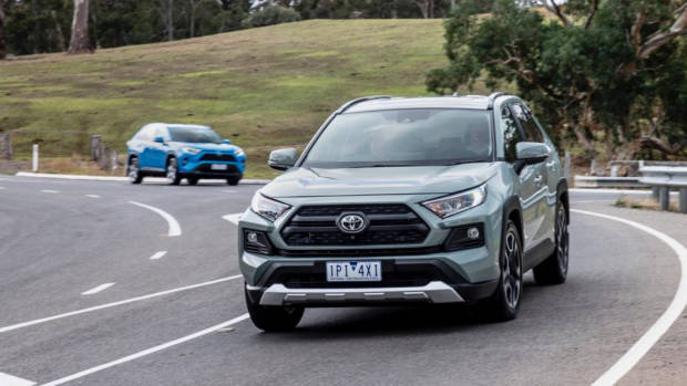 A 2019 Toyota RAV4 SUV in khaki