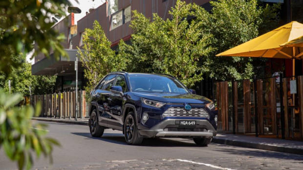 A 2019 Toyota RAV4 SUV in blue